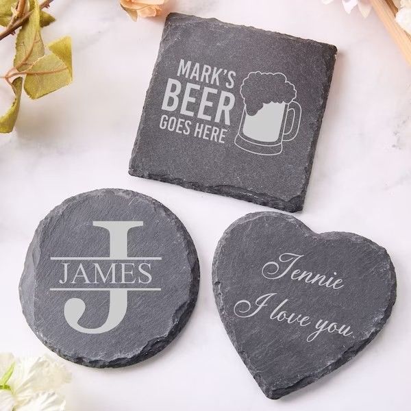 স্লেট স্টোন পানীয় Coasters কালো প্রাকৃতিক প্রান্ত স্লেট স্টোন প্লেট জন্য বার এবং হোম