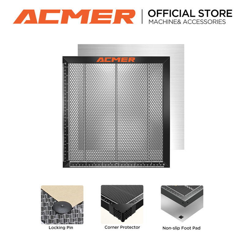 ACMER E10 লেজার মধুচক্র বিছানা 440*440mm,নিম্ন রক্ষণাবেক্ষণ মধুচক্র কোর বিছানা মসৃণ পৃষ্ঠ এবং স্থিতিশীলতা সঙ্গে